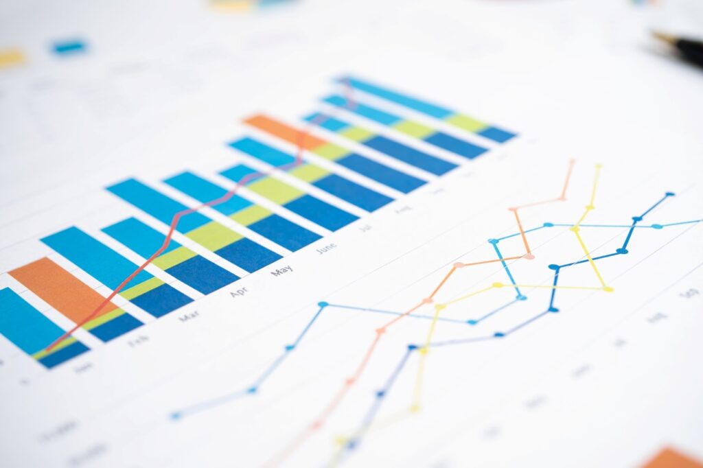 charts and graphs printed on paper