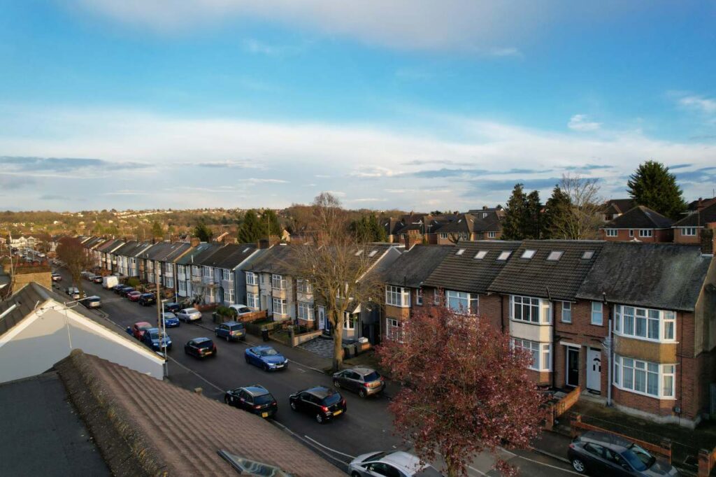 aerial view of nice letting properties somewhere in the uk