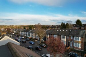 aerial view of nice letting properties somewhere in the uk