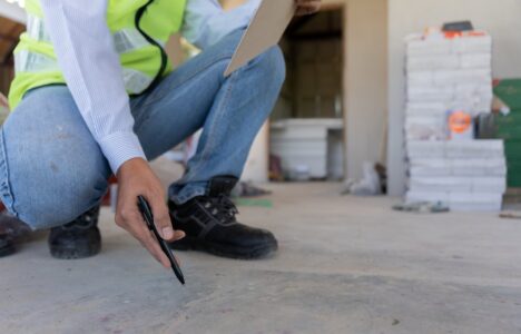 inspector inspecting quality assurance of a new building