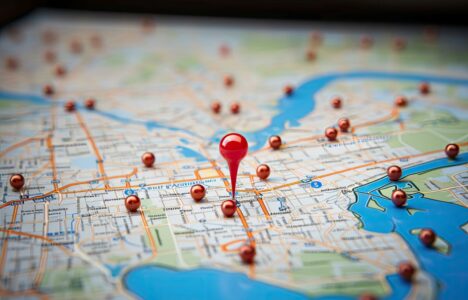 red pin on the map