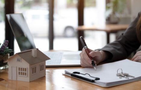 Property consultant working in a modern office